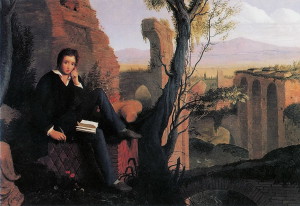 Posthumous Portrait of Shelley Writing Prometheus Unbound, Joseph Severn (1845)