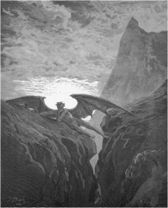 Gustave Doré, Paradise Lost, Book VI (1866): "Now Night her course began." (VI.406)