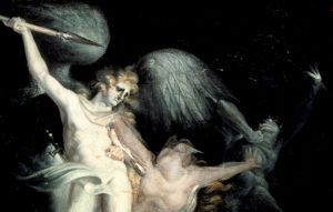 Henry Fuseli, (Detail) Satan encount'ring Death, Sin interposing (ca. 1793-96)