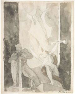 Henry Fuseli, Satan leaving the Gate of Hell, guarded by Sin and Death (1821)